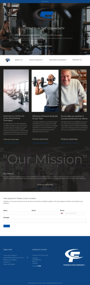 Fitness in the Community website from Creatively Yours website design Great Yarmouth and Kettering